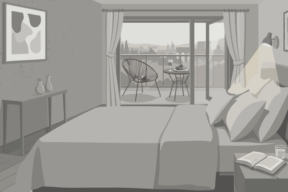 Vierbettzimmer mit Gemeinschaftsbad